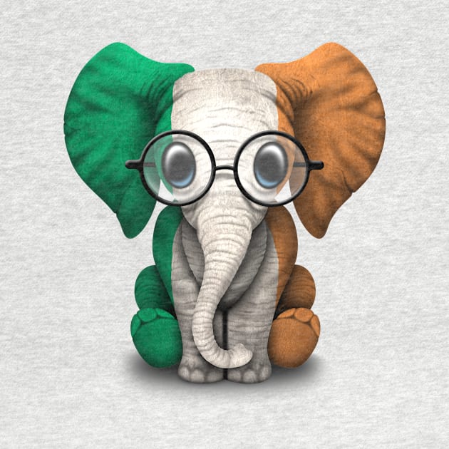 Baby Elephant with Glasses and Irish Flag by jeffbartels